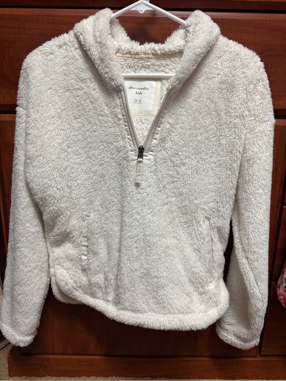 abercrombie kids Cream Sherpa Half-Zip Pullover Jacket